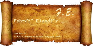 Fabró Elemér névjegykártya